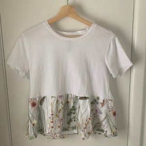 Design Lab White Floral Peplum Top